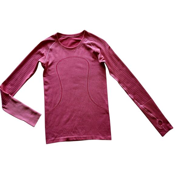 Lululemon Run: Swiftly Tech Long Sleeve Crew Stripe Pink Sweatshirt Top Size 6 - Picture 2 of 12